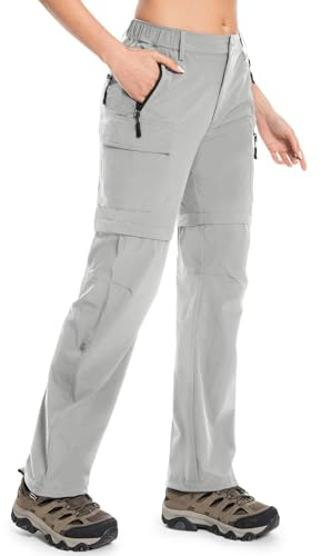 Wespornow Women's-Hiking-Pants Convertible-Zip-Off-Quick-Dry-Pants for Cargo, Camping, Travel, Outdoor, Fishing, Safari (Glacier Gray, X-Small)