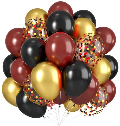 Black Burgundy Gold Balloon,60 Pcs 12 Inches Metallic Gold Burgundy Confetti Balloons for Party Birthday Decorations Birthday Balloons Baby Shower Engagement Party Supplies