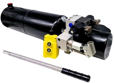 Flowfit 24 V DC doppeltwirkendes Hydraulik-Powerpack, 1,6 kW, mit 15 l Stahltank und Handpumpe
