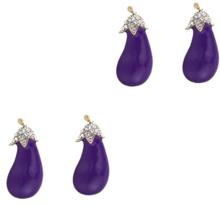 GALPADA 4stücke Öldrop Broschen Funkelnde Inlay Aubergine-design Modische Pflanzen-corsagen Brustnadeln Für Damen Mädchen Und Frauen Geeignet Für Verschiedene Anlässe