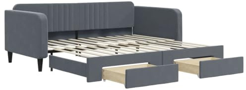vidaXL Tagesbett Ausziehbar mit Schubladen Dunkelgrau 100x200 cm Samt