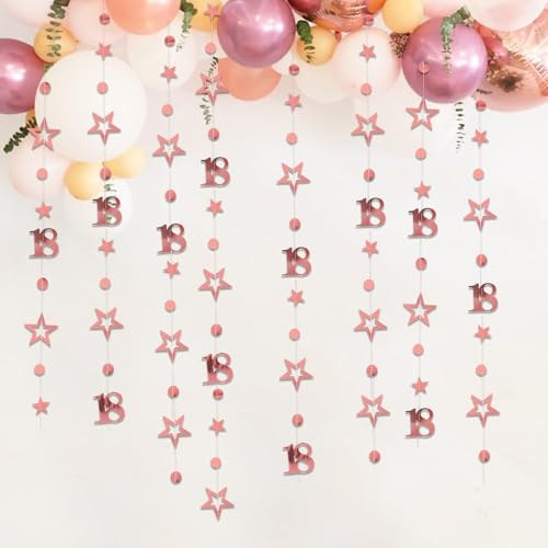 4 STK Roségold Deko Geburtstag Mädchen, 18 Geburtstagsdeko Jahre, 18 Geburtstag Junge, Girlande Happy Birthday Deko, Streamer Bügeln, Geburtstagsdeko 18 Mädchen, Party Deko (18)