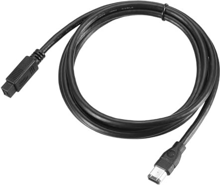 sourcing map Cable adaptador IEEE 1394 de 1,8 m, 6 pines macho a macho de 9 pines 800 Mbps, convertidor de datos para DV, cámara digital, color negro