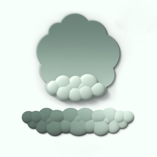Duscdesp 2 Stück Wolk Handballenauflage Tastatur mit Handauflage Maus und Untersetzer Set, Ergonomische Weich Memory Schaum Rutschfest Handgelenkauflage Mauspad für Büro Gaming Computer Laptop (Grün)