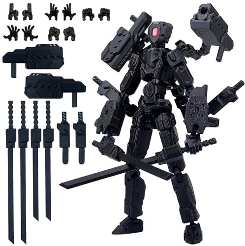 PkghoKids 8 inch T13 (Assembly Completed) Action Figure Set,T 13 Action Figure Multi-Articular Mobile Robot Nova T-13,Desktop Decorations for Game Lovers Toys (Black)