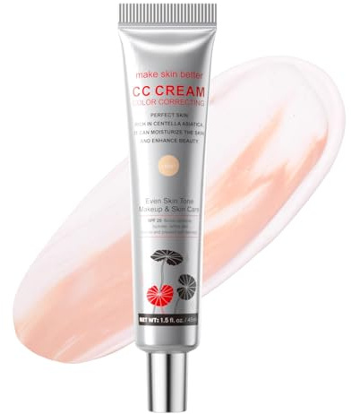 CC Cream with Centella Asiatica - Full Coverage CC Cream Light with SPF 25 - Face Concealer Makeup cc cream Lightweight For Invisible Pores Color Correcting Skin Perfector Tinted Moisturiser