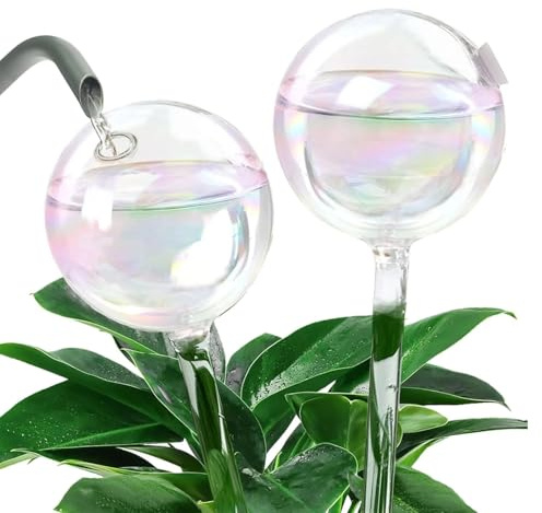 Bewässerungskugeln Glas, 2 Stück Bunte Glas Pflanzenbewässerungskugeln, Automatische Bewässerung Zimmerpflanzen, Urlaubsbewässerung Kugeln Wasserspender Pflanzen für Indoor Garten Balkon (2 PCS)