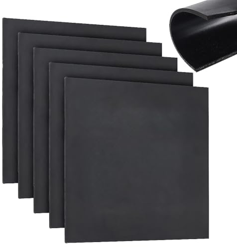 AHANDMAKER 5 st massiva gummilakan, remsor, rullar 0,6 cm (1/4 tum) tjocka x 20 cm breda x 20 cm lång tjock neopren krockdämpande dyna perfekt för gör-det-själv gummipackning, väderskalning, tätning