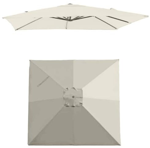 QSPNVFB Baldacchino di Ricambio per Ombrellone Quadrato 3 M 8 Nervature Copertura di Ricambio per Ombrellone Giardino, Telo per Ombrellone Mercato Anti-UV(Beige)