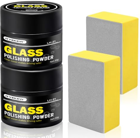 2PCS Polvo Para Pulir Cristales, Kit de Pulido de Vidrio Removedor de Arañazos de Vidrio de Parabrisas de Automóvil, Pulimento cristales coche, Pulimento faros coche, para pulido de vidrio,30g