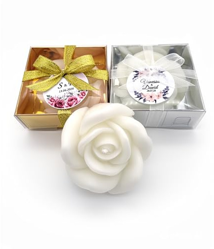 bomboniere matrimonio, originali rosa pezzi candele profumate bomboniere battesimo, anni ragazzo, comunione, cresima, anniversario di, compleanno bigliettini (bianco, set da 40)