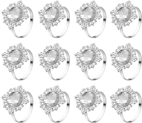 Toddmomy 12 Elegante Serviettenringe aus Legierung mit Silbernem Finish und Funkelndem Design für Bankette und Stilvolle Tischdekoration