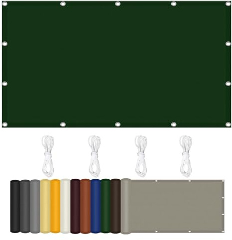 Schattennetz Dunkelgrün 320 x 340 cm – rollbares Gartenüberdachung mit Ösen für Balkon Terrasse Pool Abdeckung – mehrfach für optimalen Sonnenschutz