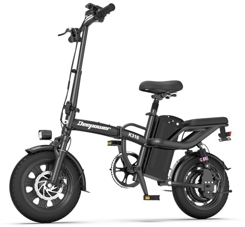 DEEPOWER Klappbares Elektrofahrrad, 16'' Elektrofahrräder, 48V 17.5Ah herausnehmbarer Akku, 250W Motor, Multi-Shock Absorption, Doppellampe, Ebike für Erwachsene