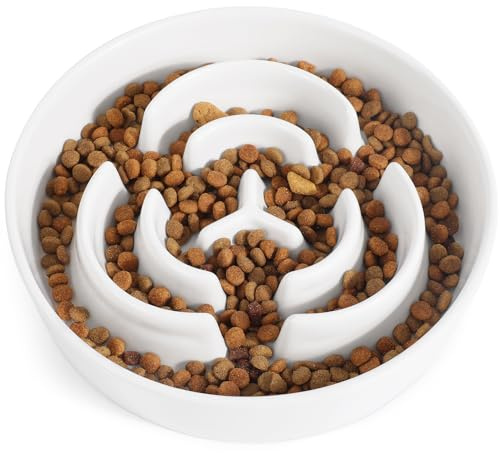 PETTOM Anti Schling Napf Hund Ø 15,5 cm | Keramik Antischlingnapf Hunde für kleine & mittelgroße Hunde, Langsam Fressen, Rutschfest & Maschinenwaschbar