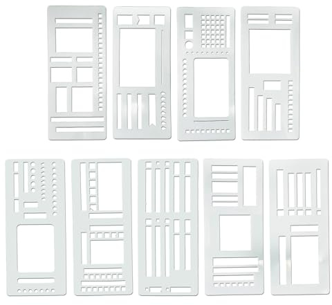 9 Stück Set für Kreative Journal Layouts, Bullet Journal Schablonen, Journaling Zubehör, Tägliche Planung und Präzises Lochen, Ideal für Anfänger und Fortgeschrittene