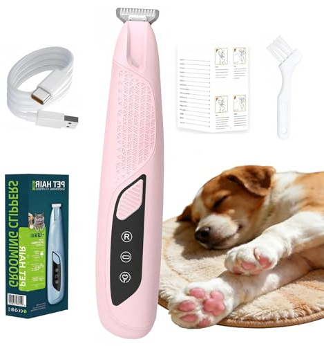 Midslinee Pfotentrimmer für Hunde mit LED-Licht | Leise Hundepfoten Trimmer Pfoten Augen, Ohren, Gesicht, Lame Large de 18 mm, Tondeuse Rechargeable