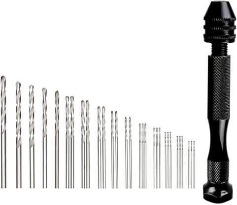 31 Handbohrer Spiralbohrer 0,5-3mm Mini Schraubstock Modellbau Holz | Griffiger drehkopf, feinstufen bohrer, stabiler einspann, rostfrei stahl, bastelbedarf reich, schmuck herstell