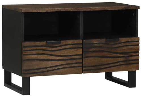 Boltkex TV-enheter av trämaterial i valnöt, 70 x 33 x 46 cm, lågbord med låda och 2 hyllor för TV-skåp, mediamöbler, vardagsrum, hemmabio, förvaringsutrymme och ordning