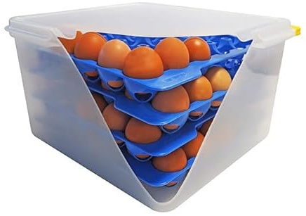 Eier-Box inkl. 4 Tabletts in stabiler, blauer Ausführung für die Lagerung von je 30 Eiern GN 2/3-6 tlg. Sparset