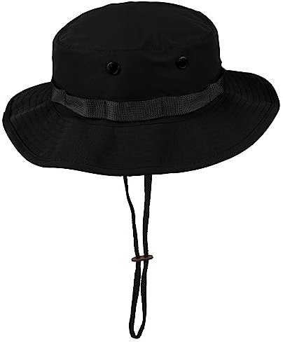 Black Snake Outdoor Boonie Hat für Damen & Herren - wasserdichter Anglerhut mit Belüftung & Kordel - atmungsaktiv & größenverstellbar - Sonnenhut M Schwarz