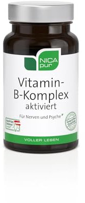 nicapur® Vitamin-B-Komplex aktiviert | Für NERVEN & PSYCHE | Alle 8 BVitamine (B1, B2, B3, B5, B6, B7, B9, B12) hochdosiert | Hohe BIOVERFÜGBARKEIT - 60 Kapseln I in Österreich produziert I vegan