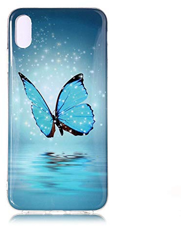DasKAn Lumineux Schutzhülle für iPhone X/XS (5,8 Zoll), fluoreszierend, leuchtet im Dunkeln, Bunte Motive, ultradünn, weich, stoßfest, Gummi, TPU, Schutzhülle für Telefon, Rückseite, Schmetterling,