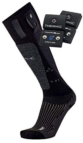 therm-ic Heated Socks + Battery Spack 1400 Bluetooth PowerSocks Set Heat Uni + S-Pack 1400B, Black, 39-41, T45-9202-400