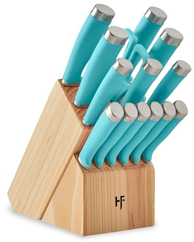 Hampton Forge Epicure True Aqua Knife Block Set, 15 Piece