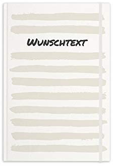printplanet® - Notizbuch mit Name oder Text selbst gestalten - A5 Tagebuch personalisieren und bedrucken - Motiv: Linien