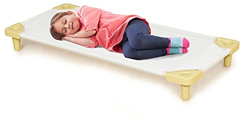 HBIAO Lit d'enfant Naptime, lit de Sommeil empilable de garderie de lit Net pour des Enfants,Beige,118 * 60 * 15