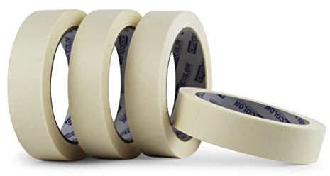CRINSTON Nastro Adesivo di Carta per mascheratura, verniciatura - Non lascia residui, ottima adesione. (24 mm x 40 m – Confezione da 4 unità)