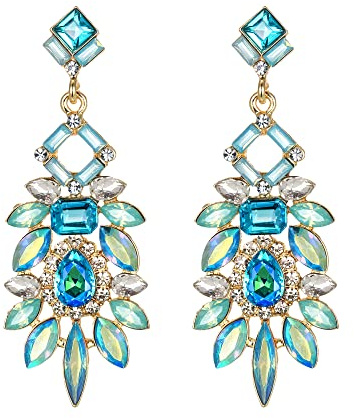 Clearine Statement-Ohrringe Art Deco Strass Marquise Smaragdschliff rechteckige geometrische für Damen Klar Gold-Ton