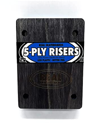 Real Skateboards Skateboard Risers Wood 5-Ply Thunder Truck Fit 1/4'' (Pair) Maple Riser