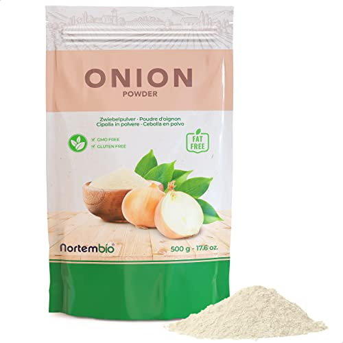 Nortembio Cebolla en Polvo 500 g Condimento Molido 100% Natural, Especias Veganas para Sopas, Salsas, Guisos, Carnes y Adobos + Ebook Recetas GRATIS