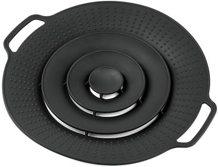 Palwin Paraschizzi In Silicone, Coperchi In Silicone Estensibile Alimentare Cucina Anti Trabocco Paraschizzi, Addensare In Silicone Bollire Le Fuoriuscite Per Universale Pentola （Nero）