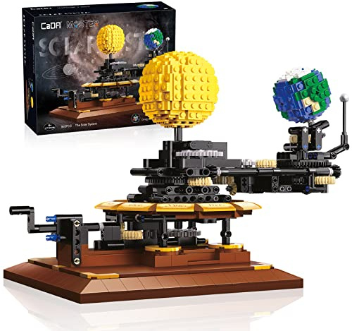 CaDA The Solar System Building Toys,865 Pcs Handle Control 3D Solar System Toy Building Sets mit Monatsscheibe,STEM Spielzeug perfekt für 8+ Jahr alt Kind Wissenschaft Bildungsgeschenk & Display