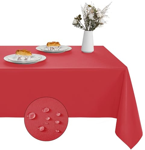 XWZO Tischdecke Abwaschbar, Tischdecke Rot, Fleckschutz Abwischbare Tischwäsche, Outdoor Tischdecken für Küche Party, 137 x 274 cm, 1 Stück