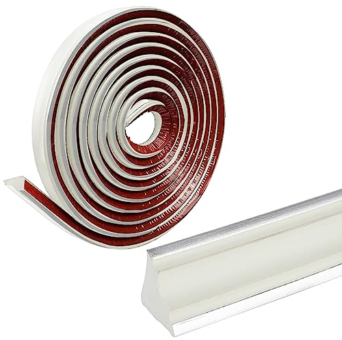 Flexible Deckenleisten Selbstklebend Caulk Strip,Dichtungs- und Zierleisten für Decken und Wandübergang,Schälen und aufkleben Faltbarer Kantenschutz,Möbelkantenband (Weiß Silber, 5M)