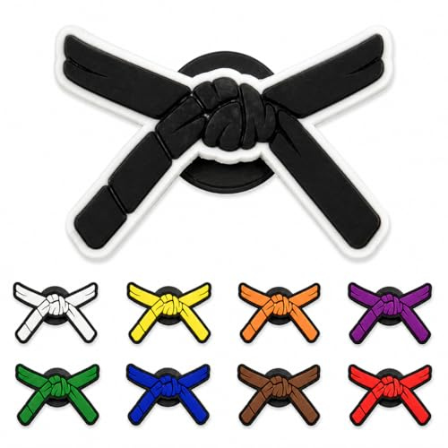 Taekwondo belt color shoe charm + Korean Flag - Choose 1 belt color, Black, S