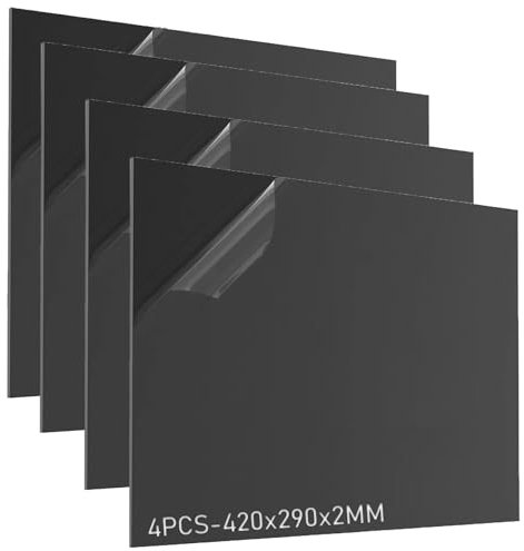 SENENQU 4 Pièces Plaque Acrylique Noir A3 2mm Feuille de Plastique Acrylique en pour Verre du Cadre Photo L'affichage Des Projets Peinture
