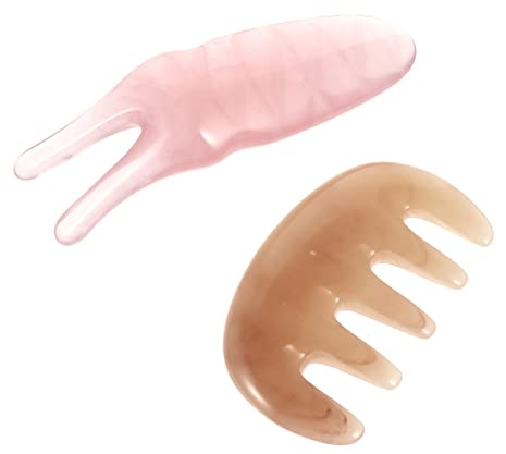 TOVINANNA Peine Masajeador Multifuncional de Resina Rosa 2 Piezas para Tonificar el Tejido y Mejorar la Penetración de Productos de Belleza el Cuero Cabelludo