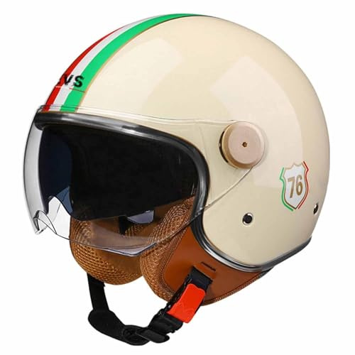 Casco Moto 3/4 Casco Moto Aperto Casco Moto Mezzo Casco Omologato DOT/ECE con Doppia Visiera Casco Jet Stile Vintage Retrò Per Bambini Giovani Uomini Donne