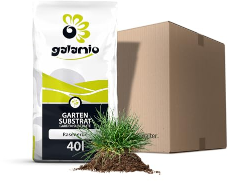 GALAMIO Rasenerde 40l Sack 1 Paket Gartenerde Kultursubstrat Gärtner Qualität Erde Mit Sand & Dünger Rasensubstrat Für Rasen Neuanlage Pflege & Ausbesserung Paligo