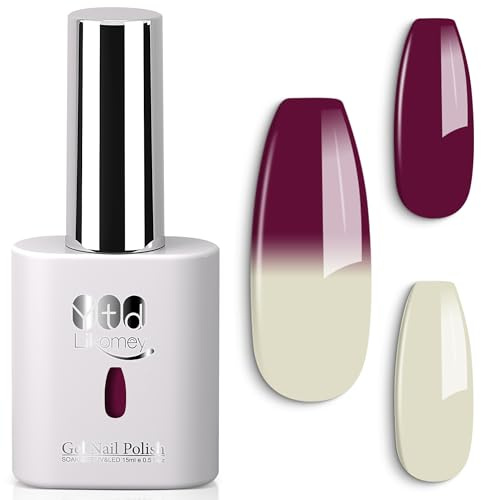 YTD Likomey UV Gel-lack Nagellack,15ml Ändrar Färg med Temperaturen Nagellack,Färgskiftande Manikyr Gel Polish,Kameleontfärg Gellack-Grön till Druvlila WB427
