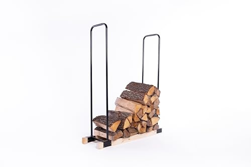 RLW-Gerätevertrieb Kaminholzregal Holzstapelhilfe mit Stahlrohrgerüst schwarz pulverbeschichtet für bis zu 13 m Holzlager (1)