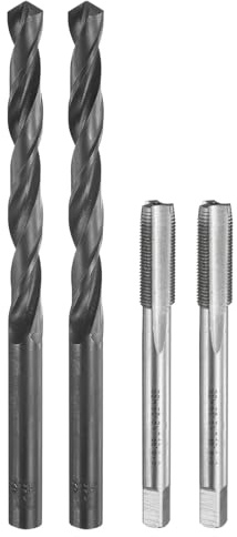 QUARKZMAN Juego de Machos y Brocas, 2pcs 5/16-36 UNS Machos de Roscar Rectos y 2pcs 7.3mm brocas Helicoidales, sin Recubrimiento/Óxido Negro HSS-6542