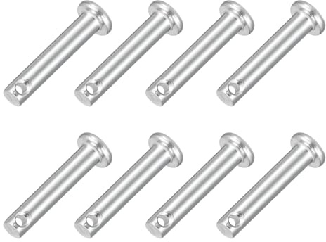 QUARKZMAN 8 Stück Steckbolzen Einloch Gabelbolzen 4 x20 mm Splintstift Flachkopf verzinkter Stahl Lochbolzen