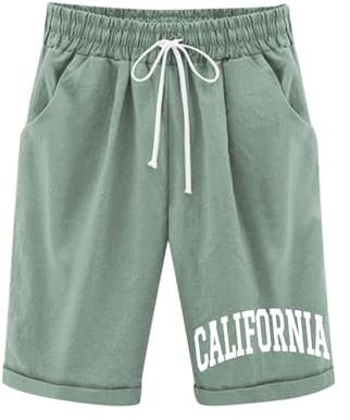 Shorts Fille 10 Ans,Short pour Femme, Taille élastique, décontracté, Couleur Unie, Confortable, léger, avec Poches Combinaison Fille Grande Taille (Green, 11-12 Years)