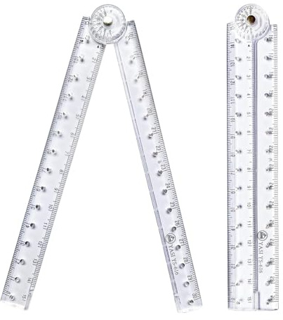 2 Pack 30cm Foldable Transparent Ruler, Measuring Tool for School & Office